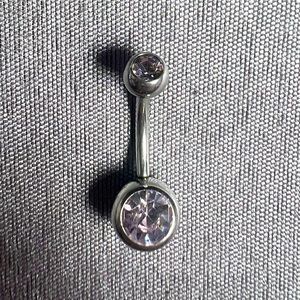 Lavender CZ 14G Belly Button Ring